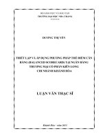 thiết lập và áp dụng phương pháp thẻ điểm cân bằng (balanced scorecard) tại ngân hàng thương mại cổ phần kiên long chi nhánh khánh hòa