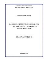 đánh giá chất lượng dịch vụ của các nhà thuốc trên địa bàn tỉnh khánh hòa