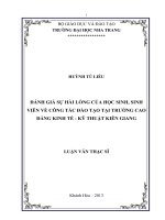 đánh giá sự hài lòng của học sinh, sinh viên về công tác đào tạo tại trường cao đẳng kinh tế kỹ thuật kiên giang