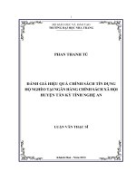 đánh giá hiệu quả chính sách tín dụng hộ nghèo tại ngân hàng chính sách xã hội huyện tân kỳ tỉnh nghệ an