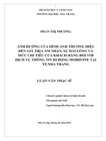 ảnh hưởng của hình ảnh thương hiệu đến giá trị cảm nhận sự hài lòng và mức chi tiêu của khách hàng đối với dịch vụ thông tin di động mobifone tại tp nha trang