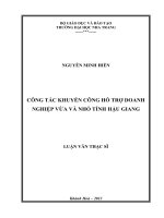 công tác khuyến công hỗ trợ doanh nghiệp vừa và nhỏ tỉnh hậu giang