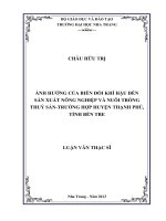ảnh hưởng của biến đổi khí hậu đến  sản xuất nông nghiệp và nuôi trồng thuỷ sản-trường hợp huyện thạnh phú, tỉnh bến tre
