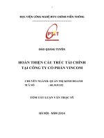 TÓM TẮT LUẬN VĂN THẠC SỸ HOÀN THIỆN CẤU TRÚC TÀI CHÍNH TẠI CÔNG TY CỔ PHẦN VINCOM