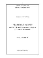 phân tích cấu trúc vốn trong các doanh nghiệp du lịch tại tỉnh khánh hòa