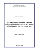 nghiên cứu giải pháp đơn giản hóa thủ tục hành chính cho tàu đến và rời các cảng biển khu vực khánh hòa