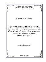 một số nhân tố ảnh hưởng đến khả năng tiếp cận tín dụng chính thức của nông hộ đối với ngân hàng tmcp kiên long chi nhánh rạch giá tỉnh kiên giang