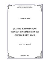quản trị rủi ro tín dụng tại ngân hàng tmcp quân đội chi nhánh kiên giang