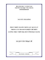 phát triển nguồn nhân lực quản lý trong các doanh nghiệp chế biến lương thực trên địa bàn tỉnh hậu giang