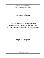 các yếu tố ảnh hưởng đến ý định chia sẻ thông tin trong ngành kinh doanh khách sạn trên địa bàn nha trang