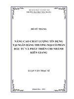 nâng cao chất lượng tín dụng tại ngân hàng thương mại cổ phần đầu tư và phát triển chi nhánh kiên giang