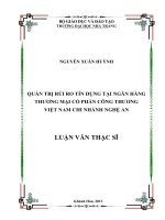 quản trị rủi ro tín dụng tại ngân hàng thương mại cổ phần công thương việt nam chi nhánh nghệ an