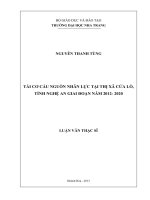 tái cơ cấu nguồn nhân lực tại thị xã cửa lò, tỉnh nghệ an giai đoạn năm 2012- 2020