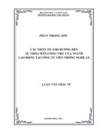 các nhân tố ảnh hưởng đến sự thỏa mãn công việc của người lao động tại công ty viễn thông nghệ an