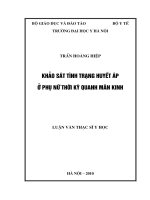 Khảo sát tình trạng huyết áp  ở phụ nữ thời kỳ quanh mãn kinh