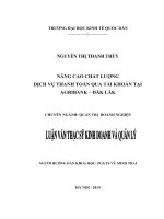 Luận văn thạc sỹ: Nâng cao chất lượng dịch vụ thanh toán qua tài khoản tại Ngân hàng Agribank – Đắk Lắk
