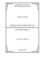 đánh giá chất lượng công tác tuyên truyền hỗ trợ người nộp thuế tại cục thuế nghệ an
