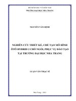 nghiên cứu thiết kế, chế tạo mô hình ôtô hybrid 2 chỗ ngồi, phục vụ đào tạo tại trường đại học nha trang