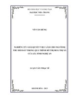 nghiên cứu giải quyết việc làm cho người bị thu hồi đất trong quá trình đô thị hóa tại thị xã cửa lò, tỉnh nghệ an