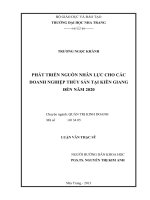 phát trien nguôn nhân lực cho các doanh nghiep thủy sản tại kiên giang dên nam 2020