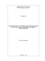 giải pháp quản lý nghề khai thác tôm hùm giống tại xã vĩnh lương, thành phố nha trang, tỉnh khánh hòa