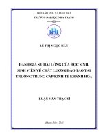 đánh giá sự hài lòng của học sinh, sinh viên về chất lượng đào tạo tại trường trung cấp kinh tế khánh hòa