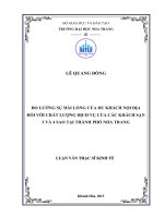 đo lường sự hài lõng của du khách nội địa  đối với chất luợng dịch vụ của các khách sạn  3 và 4 sao tại thành phố nha trang