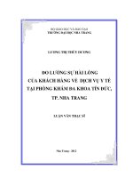 đo lường sự hài lòng về dịch vụ y tế tại phòng khám đa khoa tín đưc tp nha trang