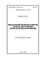 Đánh giá thang điểm tiên đoán nguy cơ nhập viện của trẻ em - PRISA II ở bệnh nhân  vào khoa cấp cứu Bệnh viện Nhi Trung ương