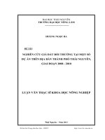 nghiên cứu giá đất bồi thường tại một số dự án trên địa bàn thành phố thái nguyên, giai đoạn 2008 - 2010