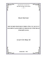 một số biện pháp hoàn hiện công tác quản lý bảo hiểm xã hội tại bảo hiểm xã hội huyện vĩnh thuận tỉnh kiên giang