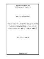 một số nhân tố ảnh hưởng đến sự quan tâm tham gia bảo hiểm xã hội tự nguyện của các hộ buôn bán nhỏ, lẻ tại tỉnh nghệ an