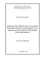 đánh giá mức độ hài lòng của khách hàng đối với chất lượng dịch vụ của khách sạn hữu nghị tại tp vinh tỉnh nghệ an