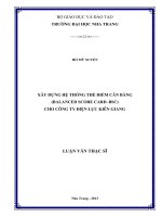 xây dựng hệ thống thẻ điểm cân bằng (balanced score card–bsc) cho công ty điện lực kiên giang