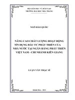nâng cao chất lượng hoạt động tín dụng đầu tư phát triển của nhà nước tại ngân hàng phát triển việt nam - chi nhánh kiên giang