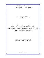 các nhân tô ảnh hưởng đến năng suât tôm thẻ chân trắng nuôi tại tỉnh khánh hòa