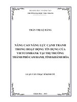 nâng cao năng lực cạnh tranh trong hoạt động tín dụng của vietcombank tại thị trường thành phố cam ranh, tỉnh khánh hòa