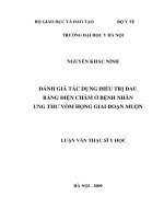 Đánh giá tác dụng điều trị đau  bằng điện châm ở bệnh nhân  ung thư vòm họng giai đoạn muộn