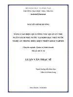 nâng cao hiệu quả công tác quản lý thu ngân sách nhà nước tại kho bạc nhà nước nghệ an trong điêu kiện triển khai tabmis
