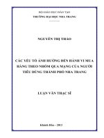 các yếu tố ảnh hưởng đến hành vi mua hàng theo nhóm qua mạng của người tiêu dùng thành phố nha trang