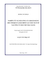 nghiên cứu sự hài lòng của khách hàng đối với dịch vụ bảo hiểm vật chất xe ô tô tại công ty bảo việt hậu giang