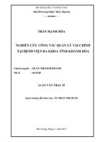 nghiên cứu công tác quản lý tài chính tại bệnh viện đa khoa tỉnh khánh hòa