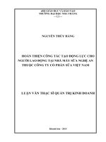 hoàn thiện công tác tạo động lực cho người lao động tại nhà máy sữa nghệ an thuộc công ty cổ phần sữa việt nam