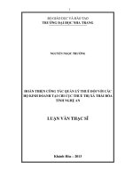 hoàn thiện công tác quản lý thuế đối với các hộ kinh doanh tại chi cục thuế thị xã thái hòa tỉnh nghệ an