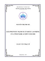 giải pháp đẩy mạnh xuất khẩu lao động của tỉnh nghệ an đến năm 2020