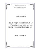 hoàn thiện công tác quản lý, sử dụng đất đai trên địa bàn thành phố vinh, tỉnh nghệ an