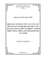 hiệu quả sử dụng vốn vay của các hộ sản xuất kinh doanh thủy sản tại ngân hàng nông nghiệp và phát triển nông thôn, chi nhánh huyện vạn ninh