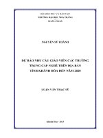 dự báo nhu cầu giáo viên các trường trung cấp nghề trên địa bàn tỉnh khánh hòa đến năm 2020