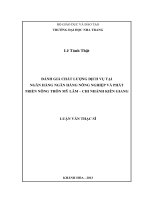 dánh giá chât lượng dịch vụ tại ngân hàng ngân hàng nông nghiệp và phát triển nông thôn my lâm – chi nhánh kiên giang