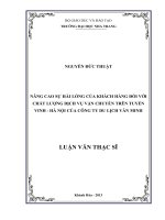nâng cao sự hài lòng của khách hàng đối với chất lượng dịch vụ vận chuyển trên tuyến vinh - hà nội của công ty du lịch văn minh